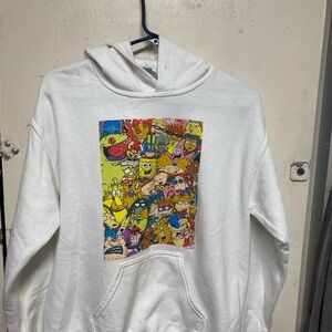 White Hoodie with Cartoon Graphic